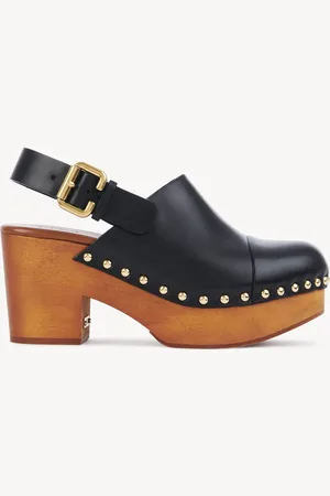 Chloé Jeannette wedge clog Size 9 100% Calf-skin leather, Triplochiton scleroxylon, farmed, COO Cameroon