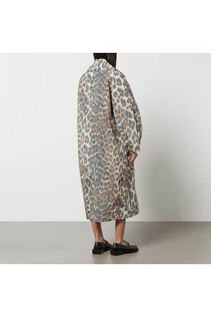 Ganni Leopard Print Shell Coat