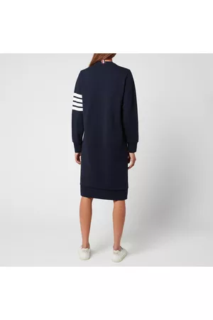 Thom Browne Women Casual Dresses - Women's Below Knee Sweater Dress In Classic Loop Back with Engineered 4 Bar