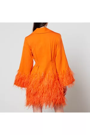 Cult Gaia Women Blazer Dresses - Harper Feather-Trimmed Crepe Blazer Dress