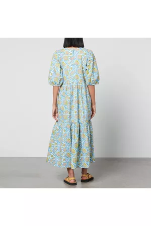 SZ Blockprints Women Printed Dresses - Floral-Printed Oxford-Cotton Midi Dress