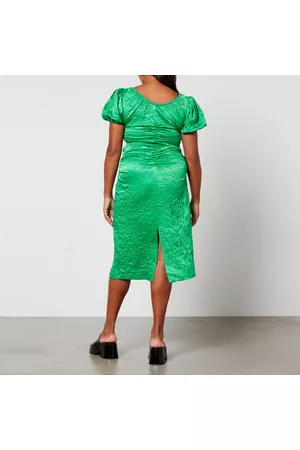 Ganni Women Midi Dresses - Crinkled Cotton-Satin Midi Dress