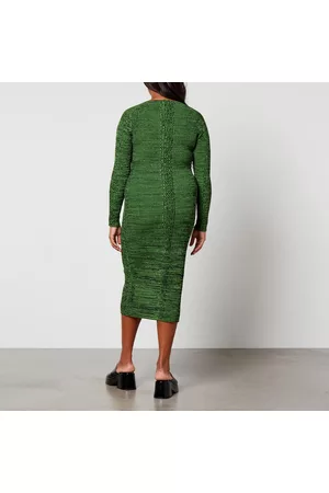 Ganni Women Knitted Dresses - Ribbed-Knit Midi Dress