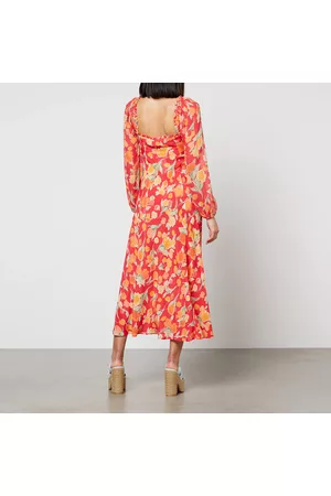 RIXO London Women Printed Dresses - Olimani Floral-Print Chiffon Midi Dress
