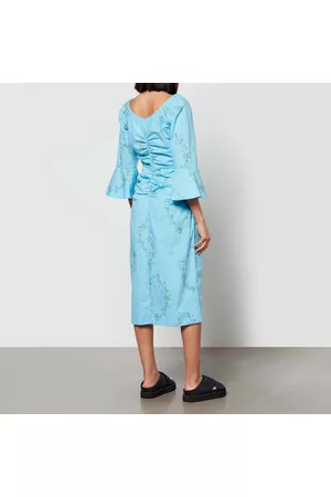 Ganni Women Printed Dresses - Floral-Print Organic Cotton-Poplin Midi Dress
