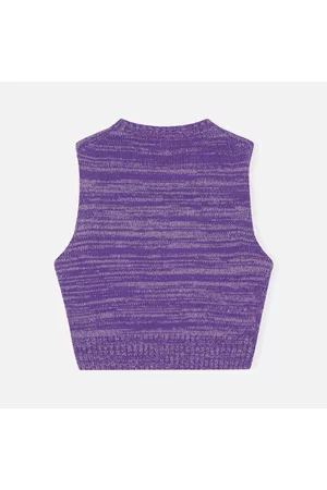Ganni Women Tank Tops - Graphic Intarsia-Knit Wool-Blend Cropped Vest