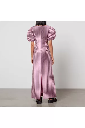 Ganni Women Midi Dresses - Striped Organic Cotton Midi Dress