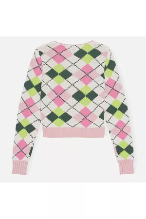 Ganni Women Sweatshirts - Intarsia-Knit Organic Cotton Cardigan