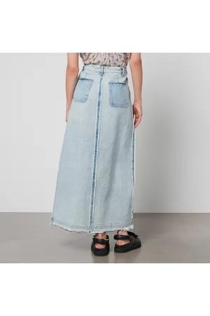 Sea New York Women Midi Skirts - Oona Frayed Denim Midi Skirt