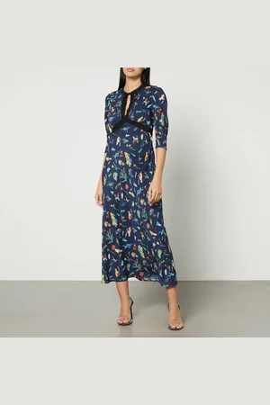 RIXO London Petra Keyhole Satin Crepe Midi Dress - UK 6