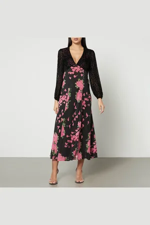 RIXO London Melanie Devoré-Velvet and Silk-Satin Maxi Dress - UK 6