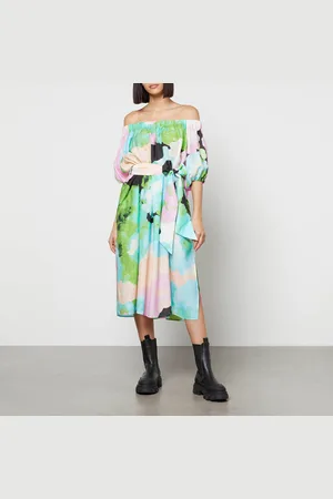 STINE GOYA Kian Belted Gauze Midi Dress - XXS