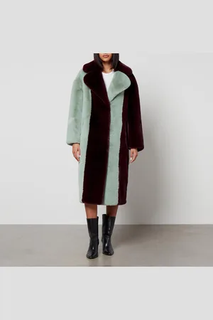 Jakke Katie Striped Faux Fur Coat - S