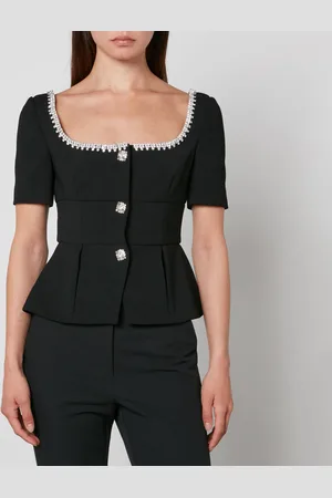 Self-Portrait Crystal-Embellished Crepe Top - US 2/UK 6