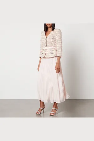 Self-Portrait Sequined Bouclé and Chiffon Midi Dress - UK 8/US 4
