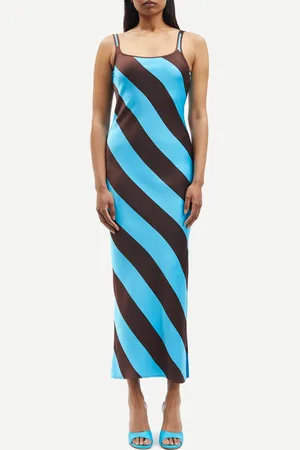 Samsøe Samsøe Sunna Striped Satin Midi Dress - XL