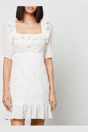 RIXO London Camile Floral-Appliquéd Cotton-Gauze Mini Dress - UK 6