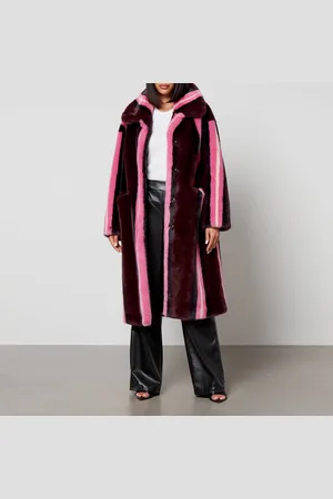 Jakke Kelly Striped Faux Fur Coat - S