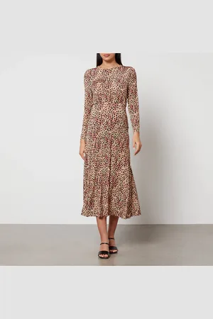 RIXO London Cerise Leopard-Print Jersey Midi Dress - UK 8