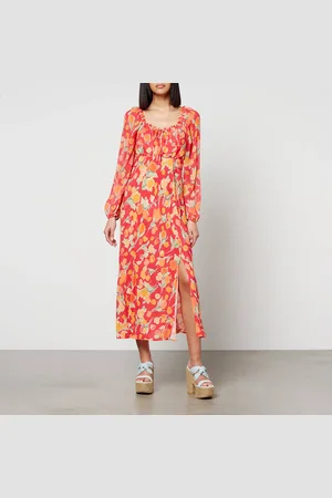 RIXO London Olimani Floral-Print Chiffon Midi Dress - UK 10