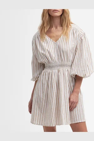 Barbour Ella Striped Cotton-Blend Dress - UK 16