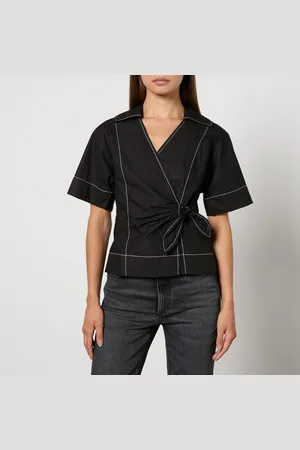 Ganni Cotton-Poplin Wrap Blouse - EU 34/UK 6