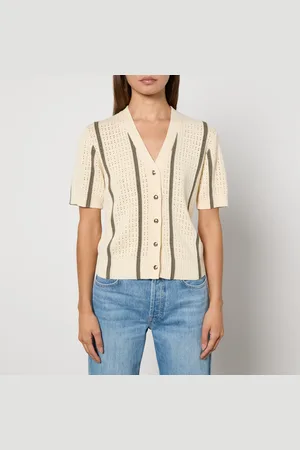 ANINE BING Camryn Cotton-Blend Pointelle-Knit Cardigan - XS