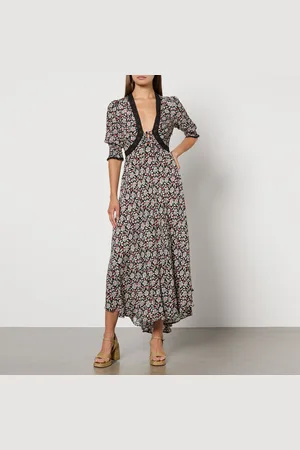 RIXO London Amina Floral-Print Satin-Silk Maxi Dress - UK 12