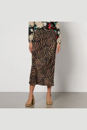 RIXO London Ardith Tiger-Print Silk Skirt - UK 8