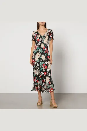 RIXO London Clementina Floral-Print Silk-Chiffon Midi Dress - UK 6