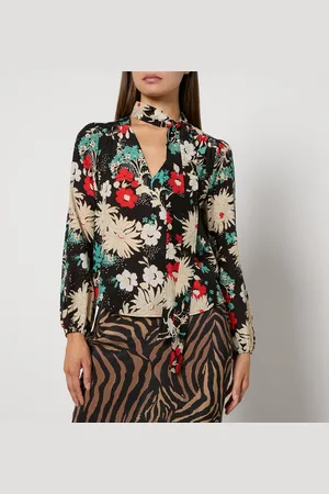 RIXO London Moss Floral-Print Silk-Chiffon Blouse - UK 6