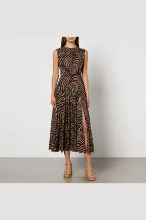 RIXO London Coralie Printed Silk Midi Dress - UK 6
