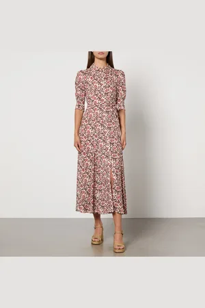 RIXO London Bloom Floral-Print Satin Midi Dress - UK 8