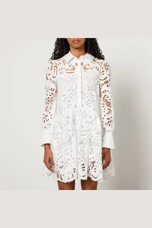 Self-Portrait Cotton Guipure Mini Shirt Dress - UK 6
