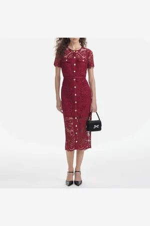 Self-Portrait Guipure Lace Midi Dress - UK 12