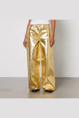 Ganni Metallic Denim Wide-Leg Jeans - W25