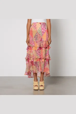 RIXO London Preslee Printed Crepe De Chine Midi Skirt - UK 12