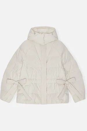 Ganni Tech Oversized Seersucker Shell Puffer Jacket - S/M