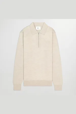 NN.07 Sergio Wool Quarter-Zip Polo Shirt - S