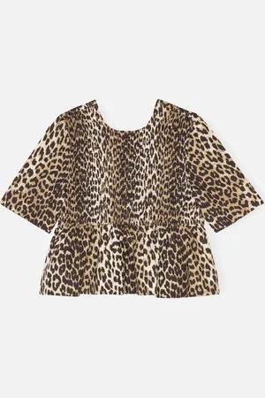 Ganni Printed Cotton Open-Back Smock Blouse - EU 38/UK 10