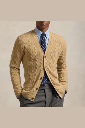 Ralph Lauren Cable-Knit Cotton V-Neck Cardigan - S