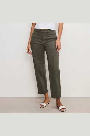 GOOD AMERICAN Cropped Cargo Cotton-Blend Twill Pants - US 8/UK 12