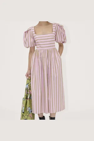 STINE GOYA Striped Cotton-Poplin Midi Dress - XS
