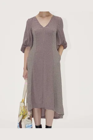 STINE GOYA Checked Woven Midi Dress - XS