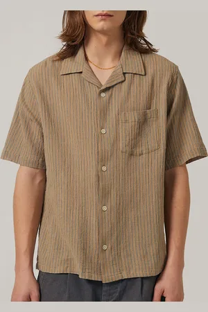 Corridor High Twist Stripe Cotton Shirt - L