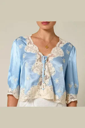 RIXO London Ursula Lace-Trimmed Satin Top - UK 8