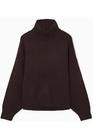 CHUNKY PURE CASHMERE TURTLENECK JUMPER - DARK GREY - COS