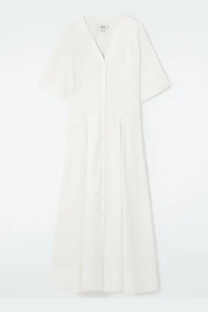 COS PLEATED A-LINE MIDI SHIRT DRESS