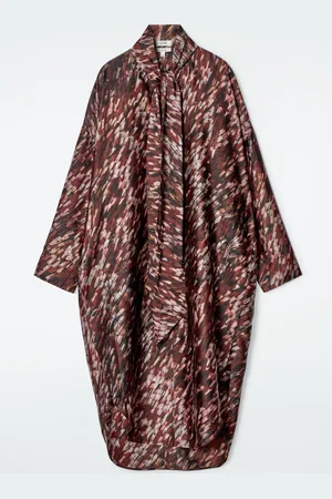 COS PRINTED SCARF-DETAIL MIDI DRESS