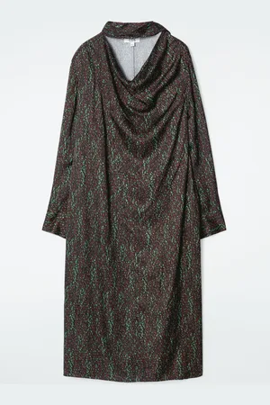 COS SCARF-DETAIL PRINTED MIDI DRESS